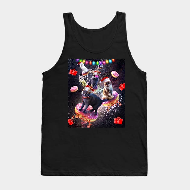 Space Donut Cat, Christmas Cats, Funny Tank Top by Random Galaxy